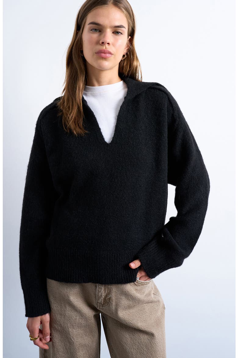 Johnny Collar Sweater, Main, color, BLACK