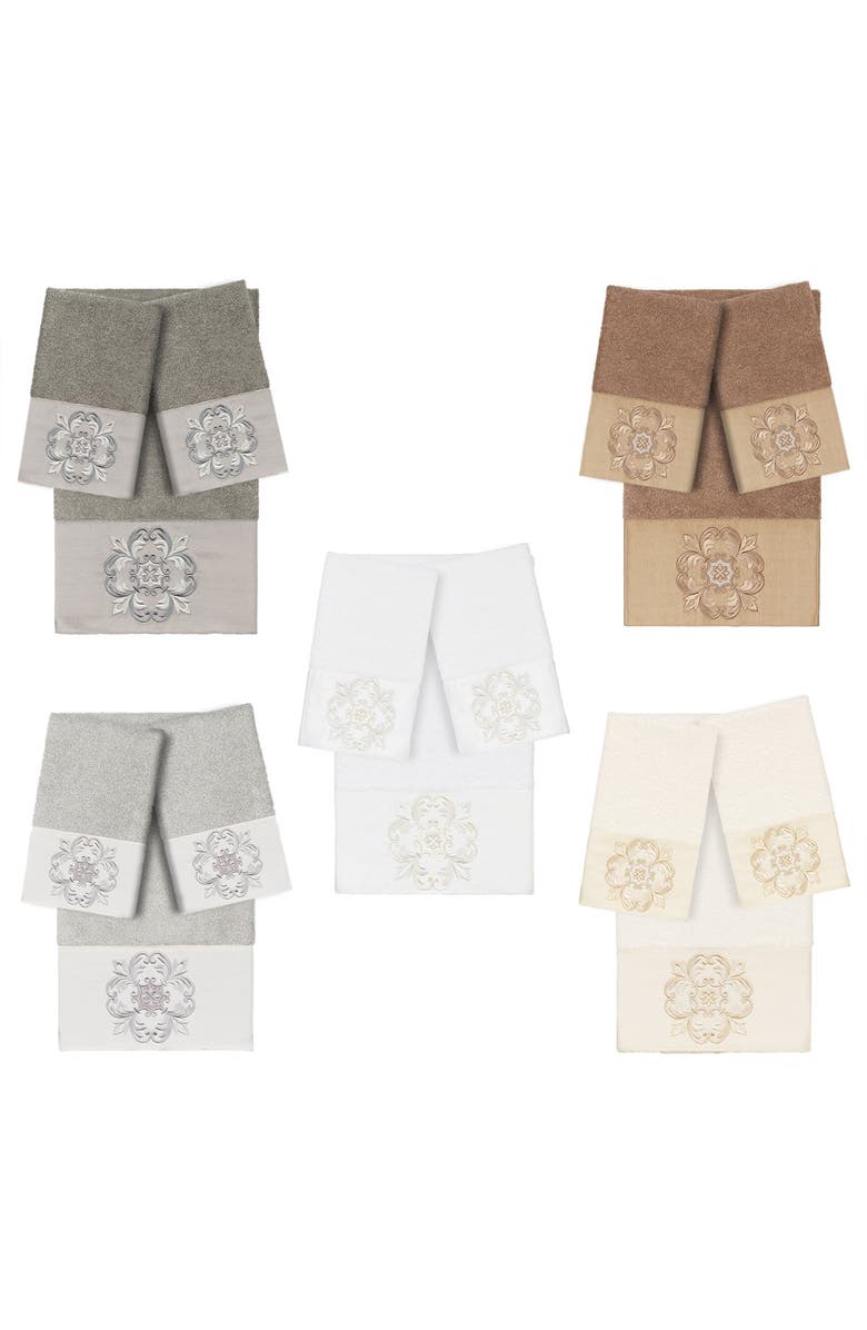 Linum Home Textiles Alyssa 3-Piece Embellished Towel - Cream, Alternate, color, Cream