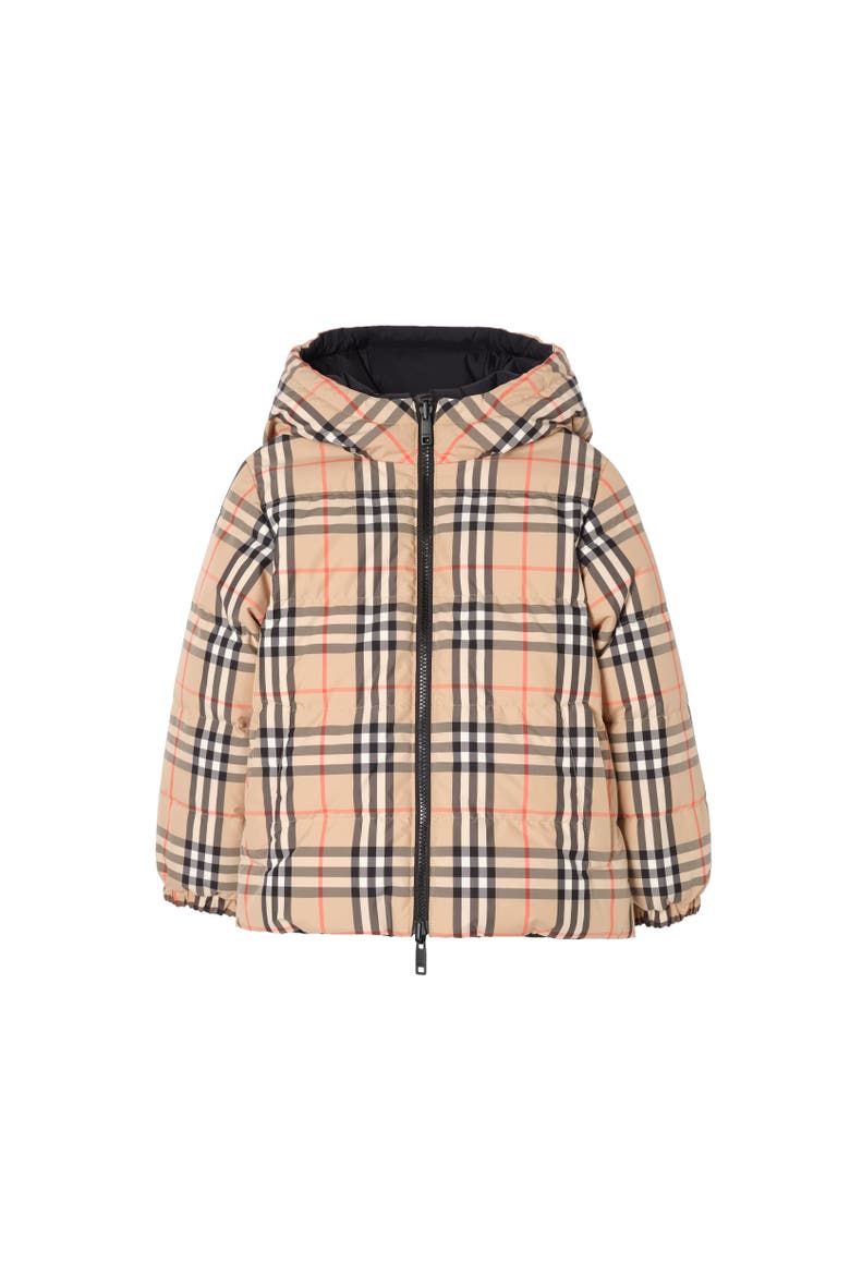 Reversible Check Puffer Jacket, Alternate, color, Black