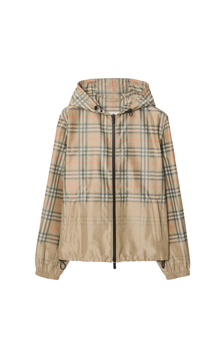 Burberry Gradient Check Hooded Jacket, Alternate, color, Sand Beige