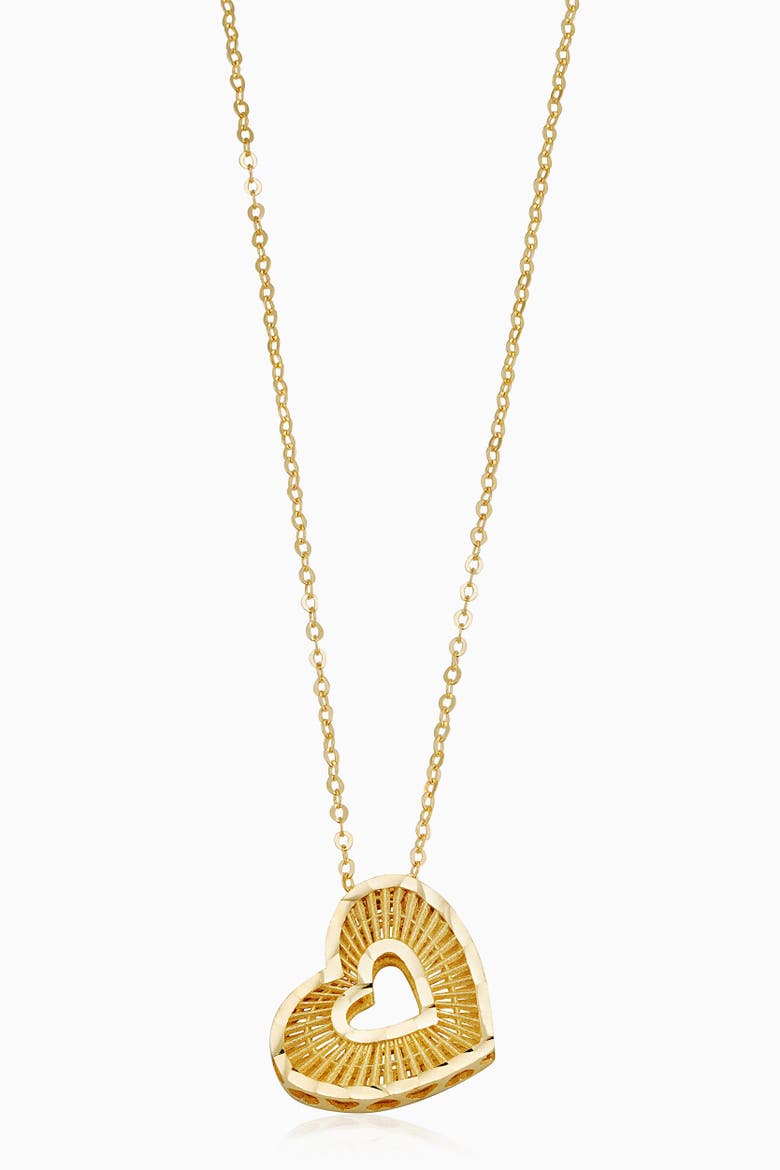 14K Yellow Gold Icon Heart Pendant Necklace, Main, color, Yellow Gold