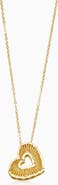 Oradina 14K Yellow Gold Icon Heart Pendant Necklace