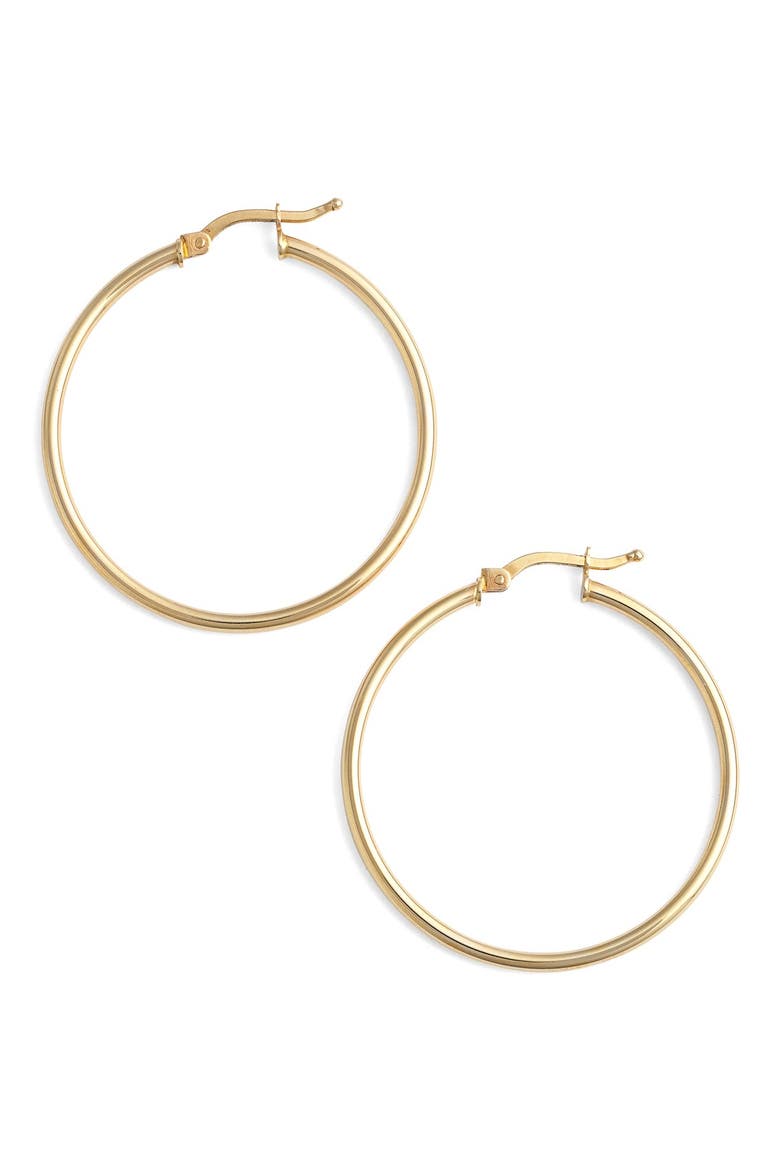 14K Gold Hoop Earrings, Alternate, color, YELLOW