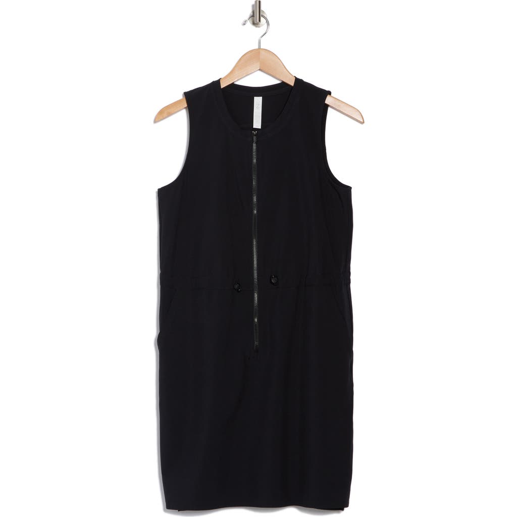 Z By Zella Venture Sleeveless Front Zip Utility Dress In Black