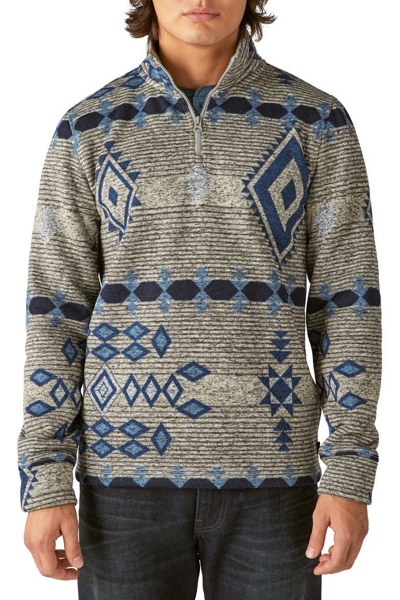 Los Feliz Print Half Zip Mock Neck Sweatshirt, Main, color, MULTI