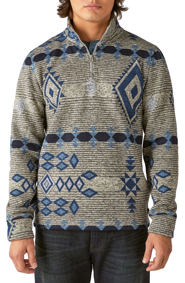 Lucky Brand Los Feliz Print Half Zip Mock Neck Sweatshirt, Main, color, 