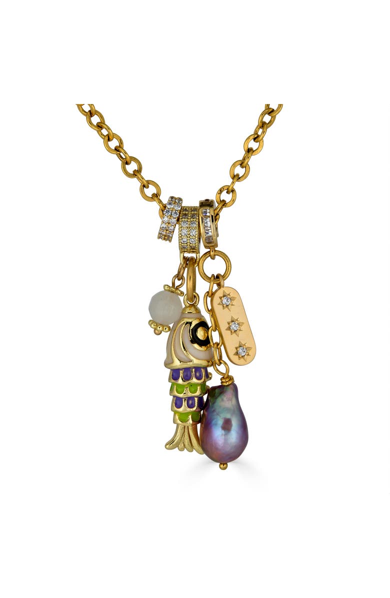 Loni Paul Jewelry Fish and Pearl Charm Necklace, Alternate, color,