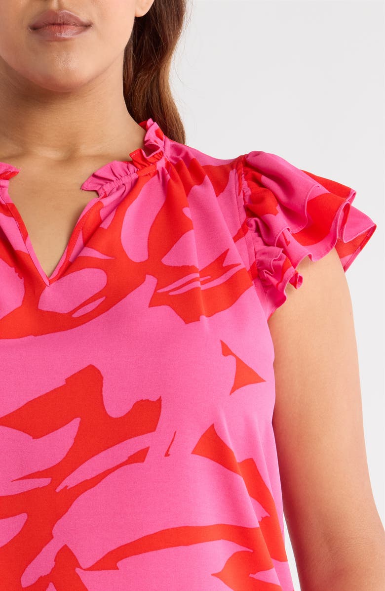 SUGARLIPS Jolene Abstract Floral Crepe Top, Alternate, color, Red/ Fuchsia