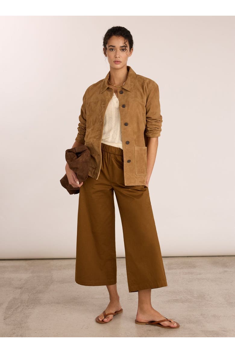 Shelby Organic Cotton Wide Leg Trousers, Alternate, color, Milk Chocolate