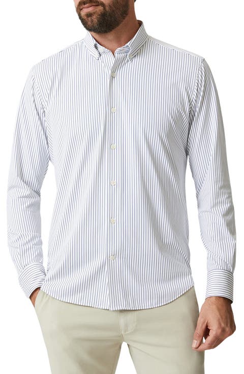 Modern Fit Stripe Tech Button-Up Shirt