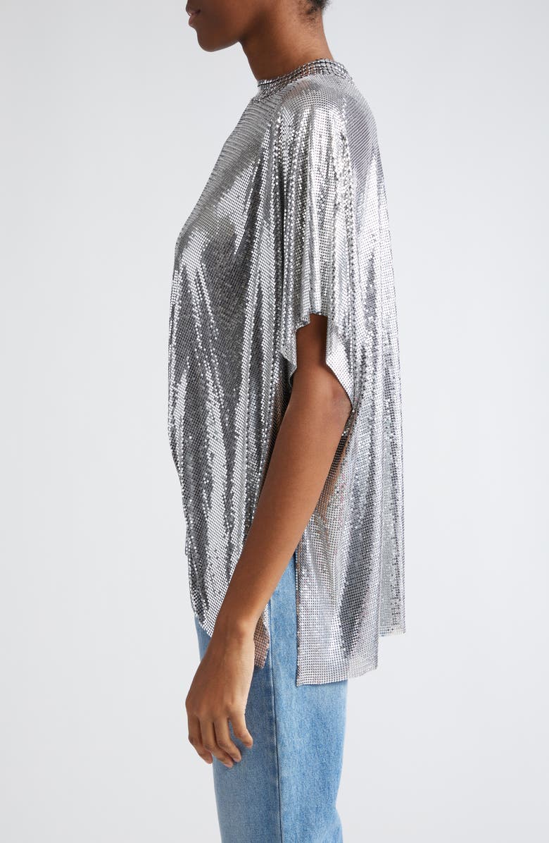 Rabanne Draped Aluminum Mesh Top, Alternate, color,