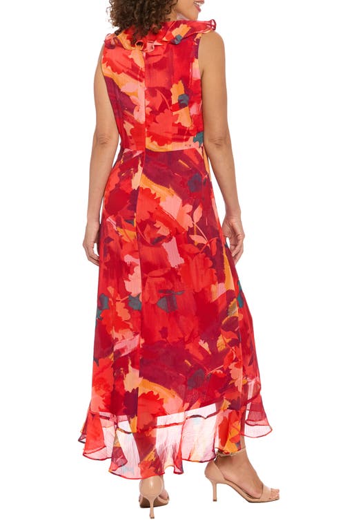 London Times Yuryu Floral Ruffle Wrap Dress In Multi
