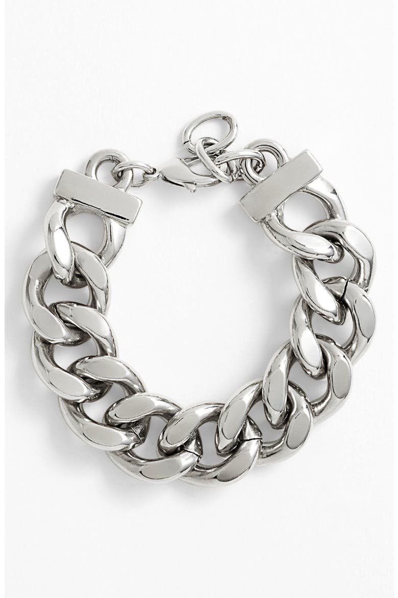 Large Curb Link Bracelet, Alternate, color, SILVER
