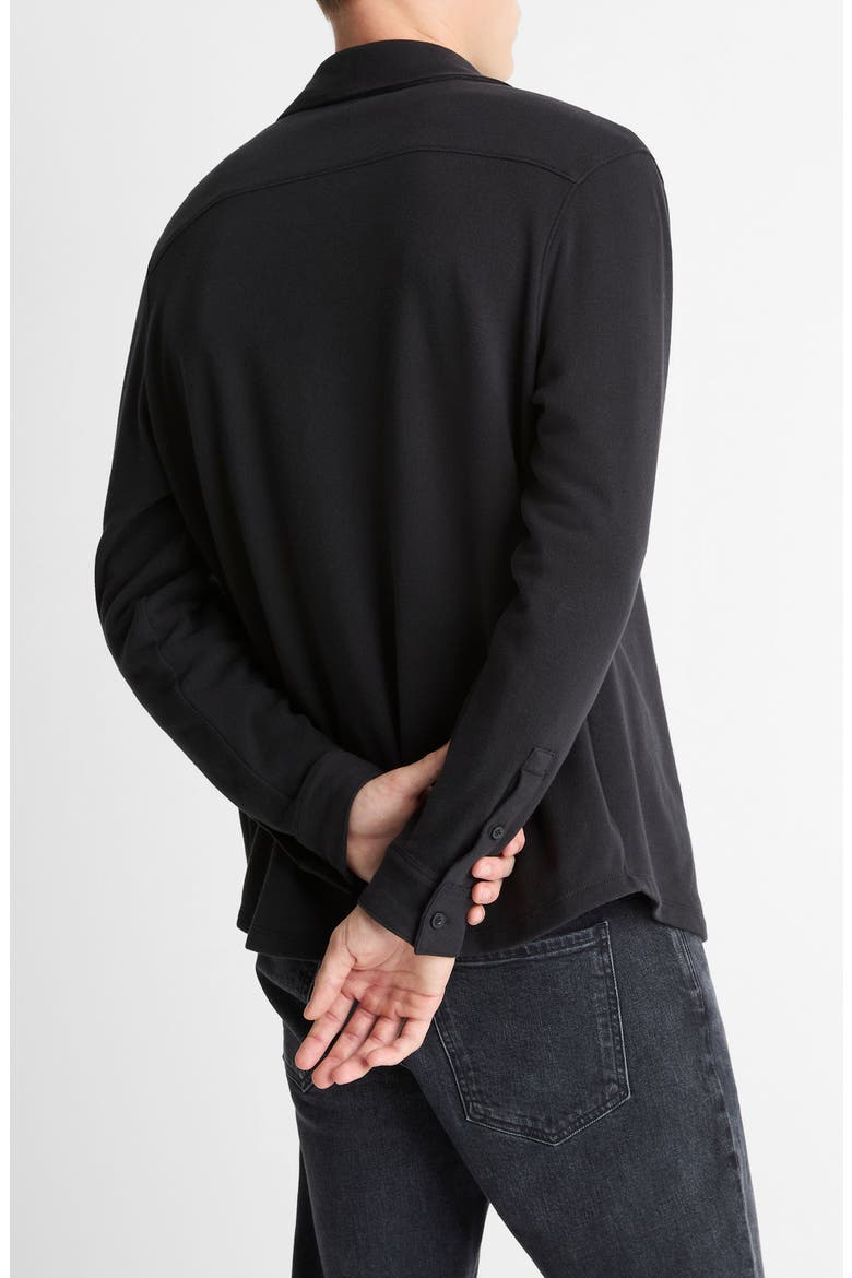Knit Button-Up Shirt Jacket, Alternate, color, BLACK