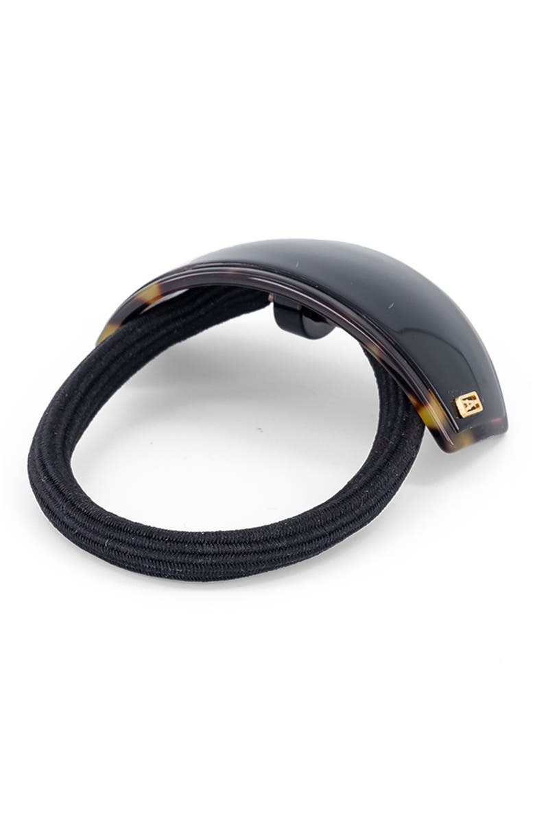 Alexandre de Paris Notre Dame Acetate Hair Tie, Alternate, color, Black Tortoise