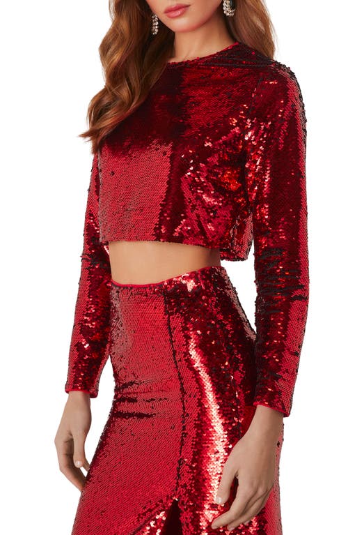 Vici Collection Gillian Sequin Crop Top In Red