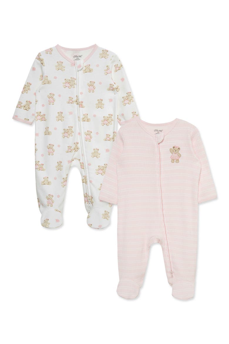 Kids' Bears 2-Pack Organic Cotton Footies, Main, color, PINK