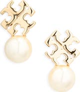 Tory Burch Moondance Faux Pearl & Icon Stud Earrings