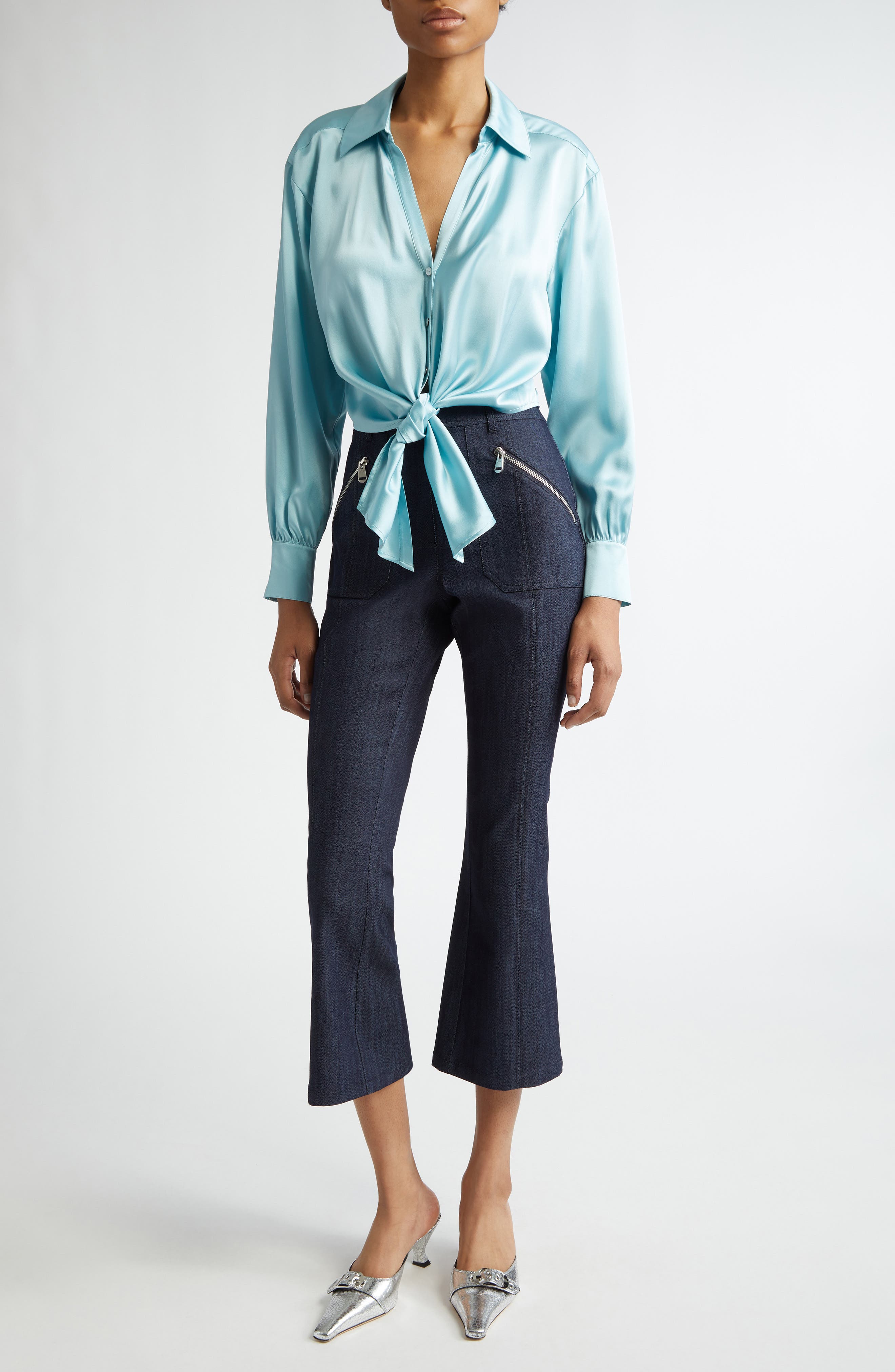 Mariana Long Sleeve Silk Button-Up Shirt - image 2