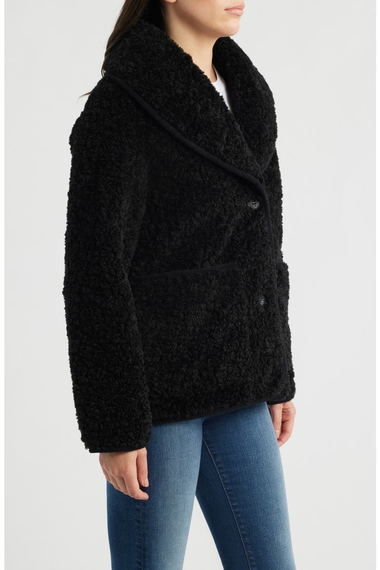 Cozy Patch Pocket Faux Shearling Jacket, Alternate, color, BLACK