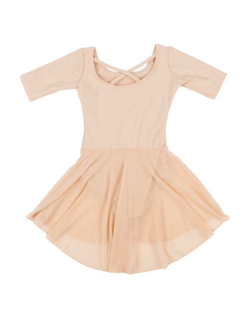 Leveret Girls Short Sleeve Skirted Leotard In Sand