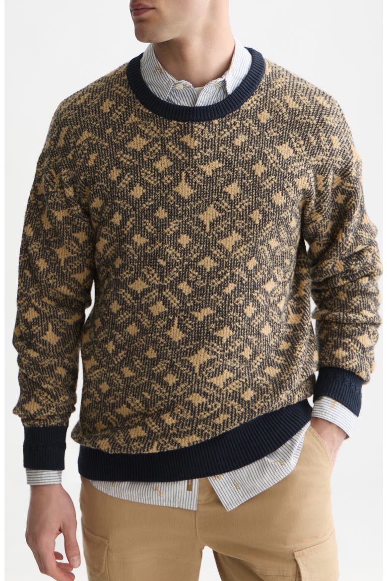 Jacquard Sweater, Main, color, TILES FLOWER DIJON/SKY CAPTAIN