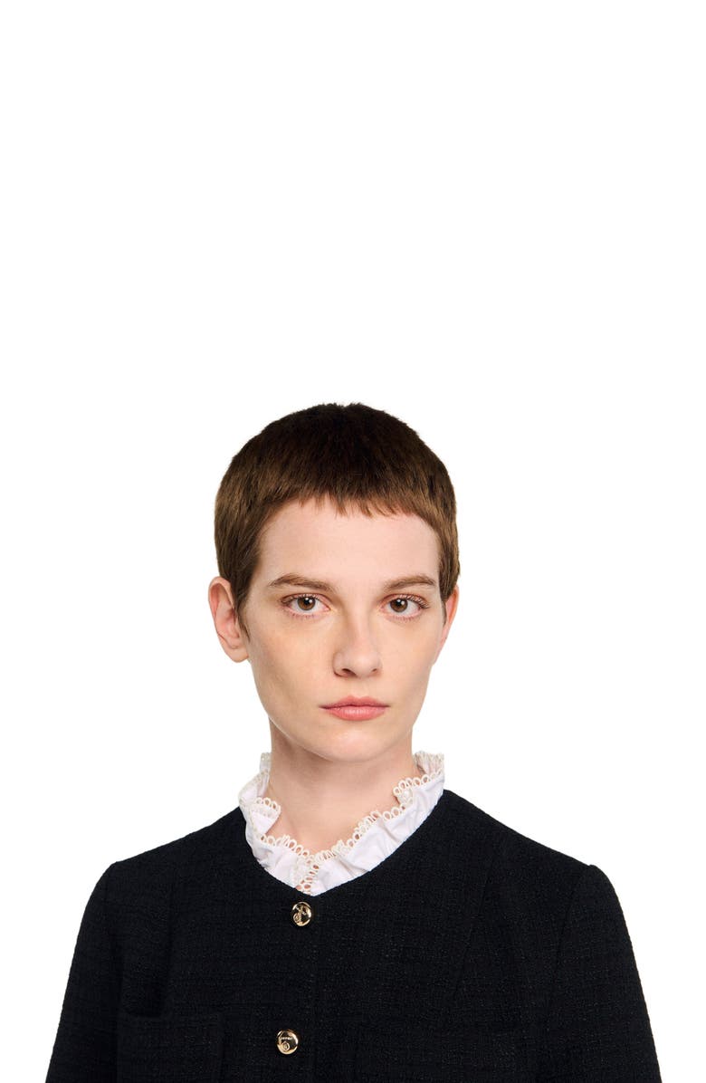 SANDRO Short dress with detachable collar, Alternate, color, Black