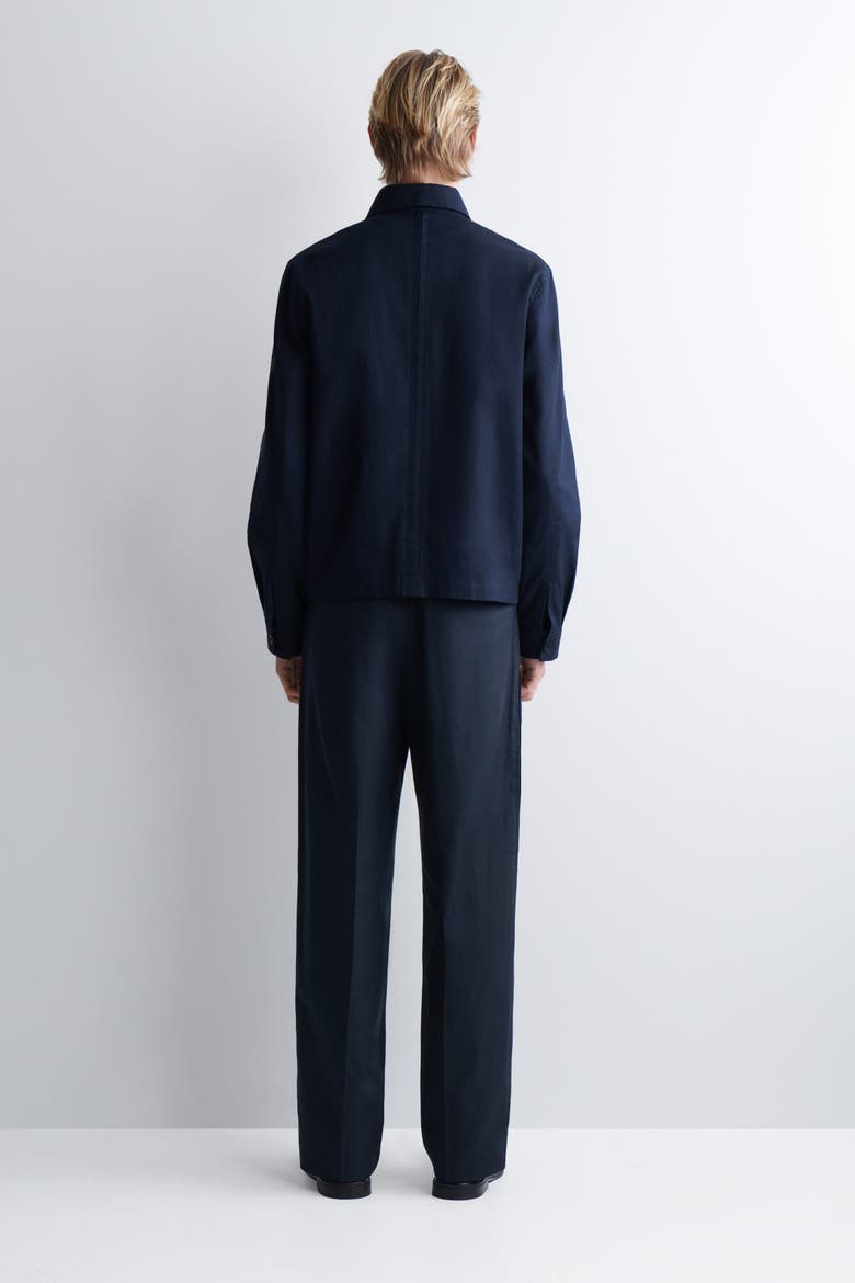 Cotton-Linen Relaxed-Fit Straight-Leg Pants, Alternate, color, NAVY