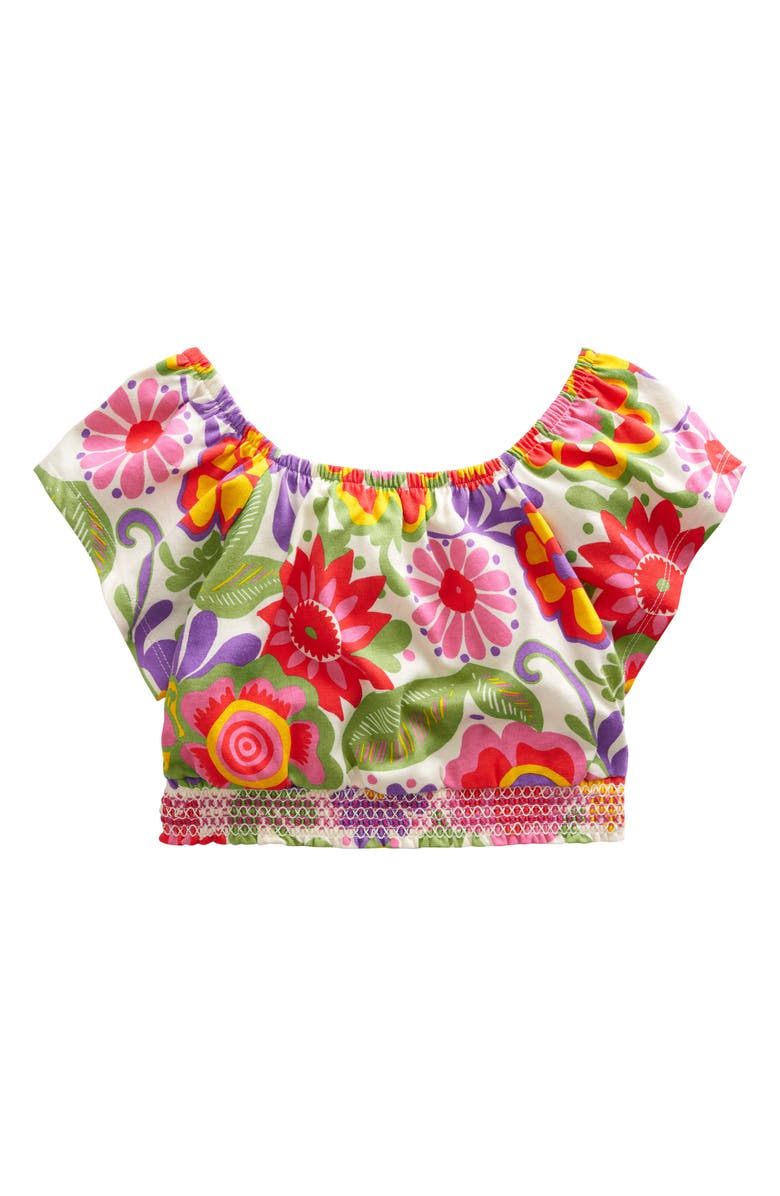 Mini Boden Kids' Floral Patterned Jersey Crop Top, Main, color, 