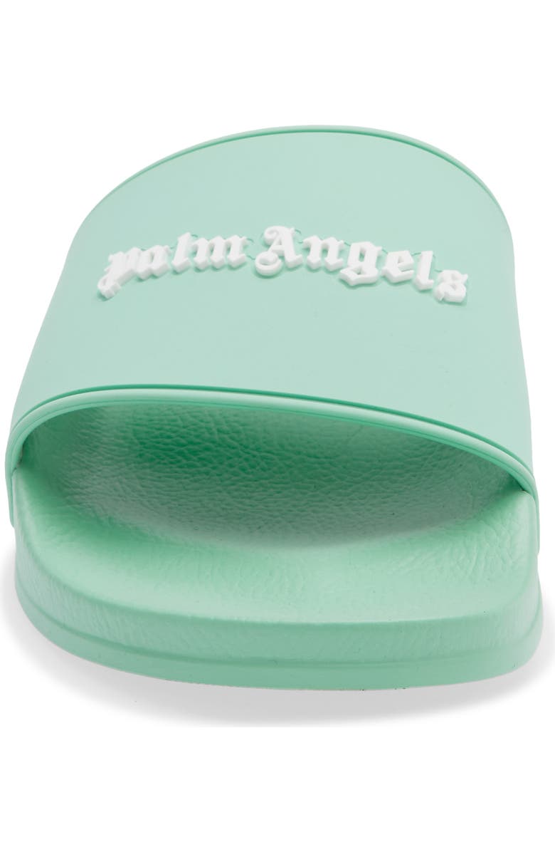 Palm Angels Logo Pool Slide Sandal, Alternate, color, Turquoise White