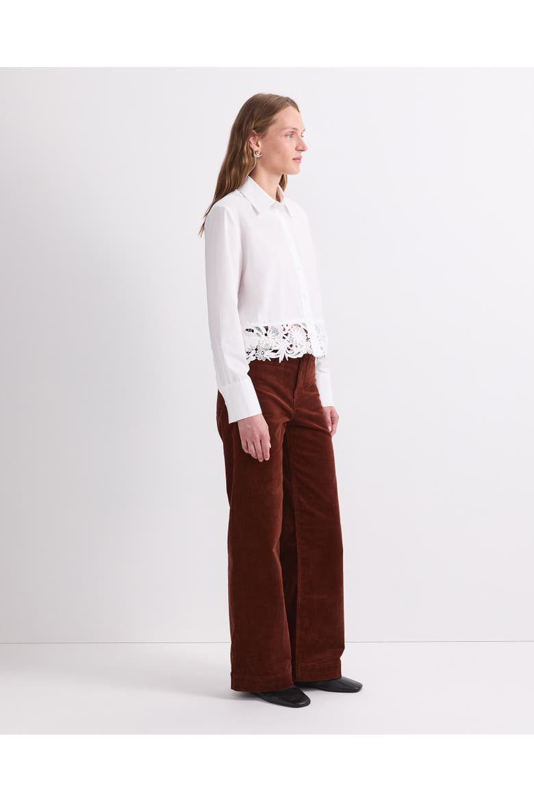 Gracie Cropped Lace Shirt, Alternate, color, White