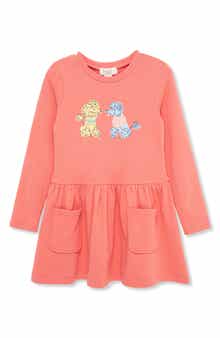Peek Aren't You Curious Kids' Pup Friends Long Sleeve French Terry Sweatshirt Dress