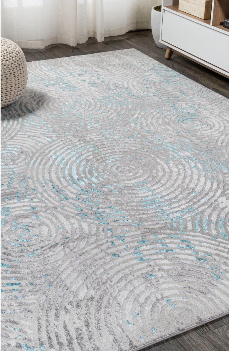 JONATHAN Y Timeworn Modern Abstract Area Rug, Alternate, color, Gray/Turquoise
