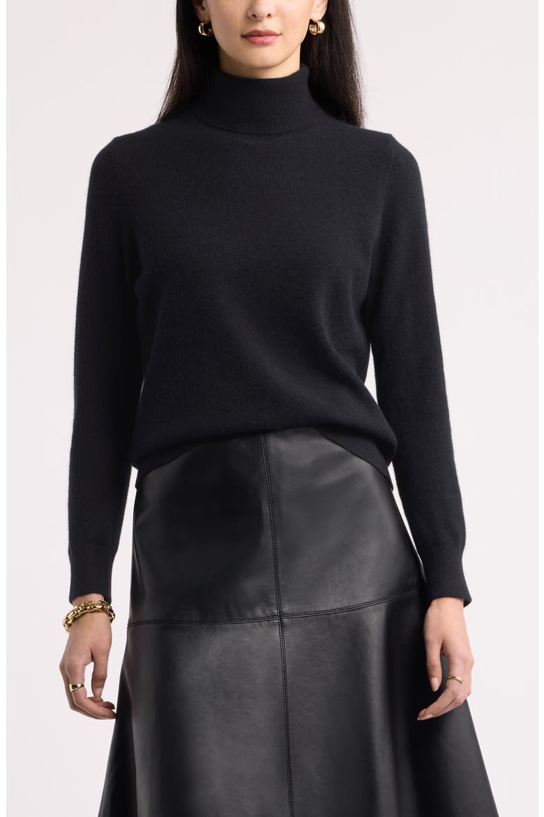 Classic Cashmere Turtleneck Sweater, Main, color, BLACK ROCK