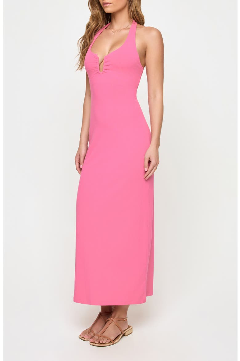 La Femme Cover-Up Halter Maxi Dress, Alternate, color, BEGONIA