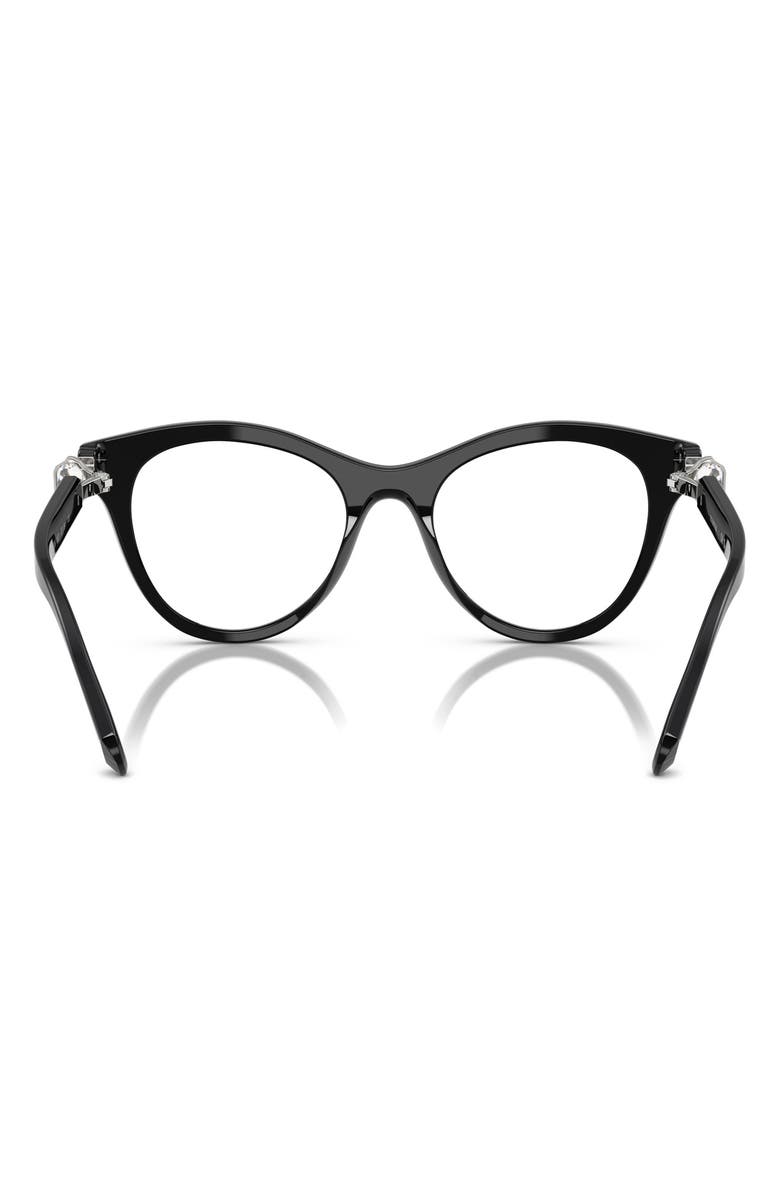 Swarovski 50mm Round Optical Glasses, Alternate, color, Black