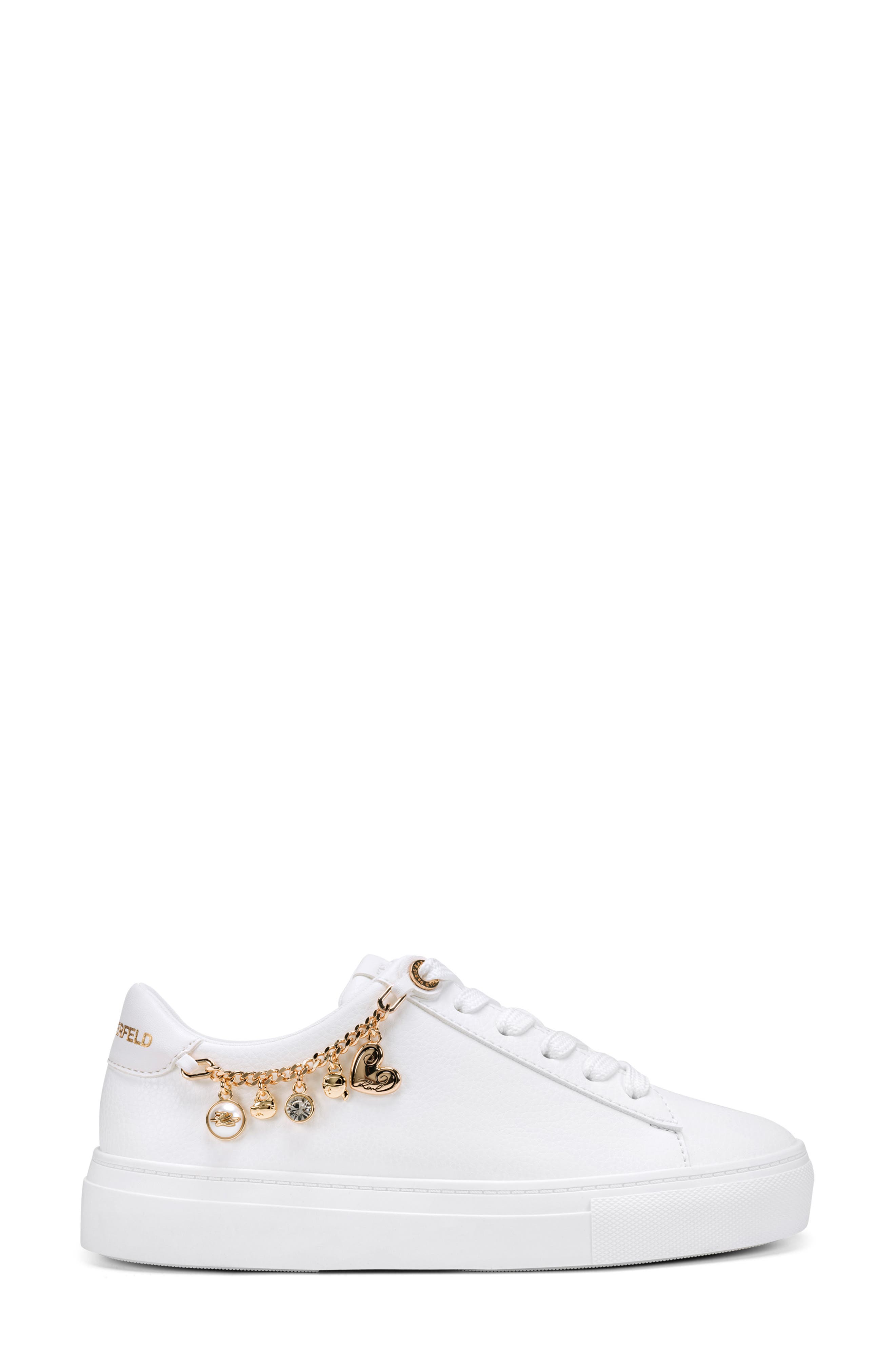 KARL LAGERFELD PARIS Cate Charms Sneaker, Alternate, color, Bright White