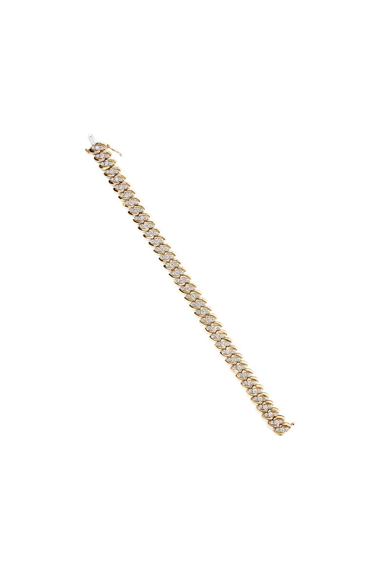 10K Yellow Gold 5.0 Cttw Diamond Double Row S-Link Cuban Bracelet, Alternate, color, Yellow