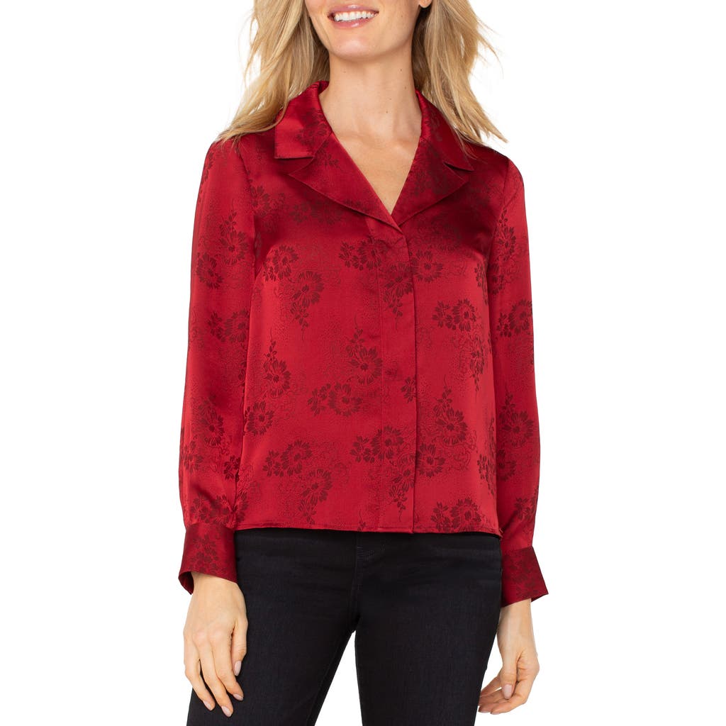 Liverpool Los Angeles Floral Jacquard Button-up Shirt In Red