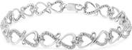 Haus of Brilliance Silver 1/3 Cttw Round-Cut Diamond Double Heart Infinity Link 7.25" Bracelet