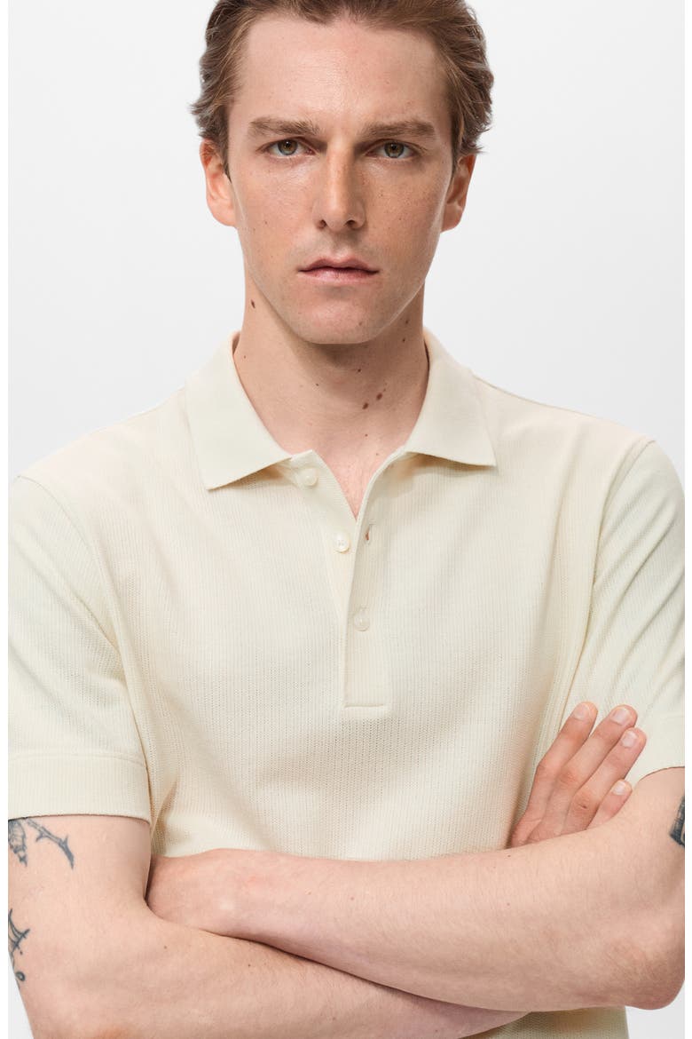 Fine Rib-Knit Polo, Alternate, color, IVORY WHITE