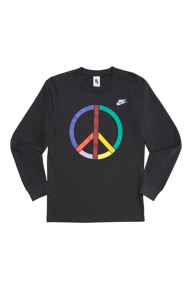 x Olivia Kim Peace Sign Long Sleeve Tee, Alternate, color, BLACK