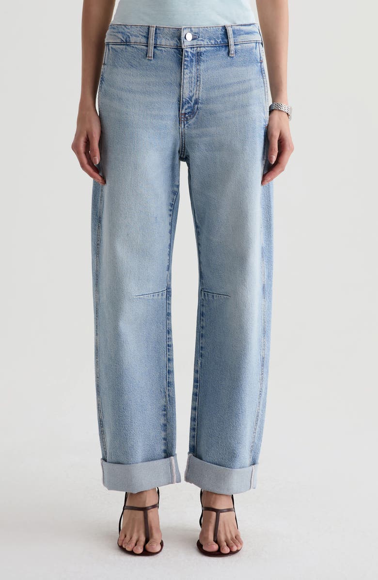 AG Mercer Cuffed High Waist Barrel Jeans, Main, color, Highway 29