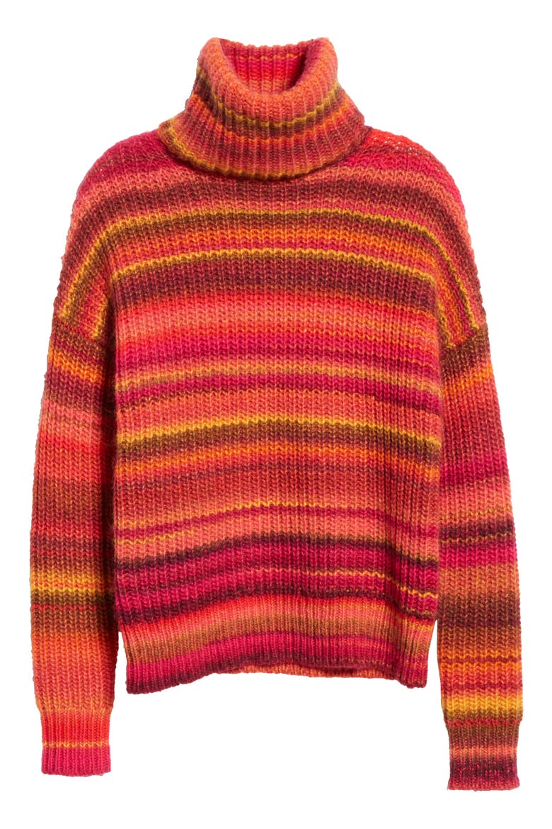 Kelley Stripe Wool Blend Turtleneck Sweater, Alternate, color, 000804 SINOPIA