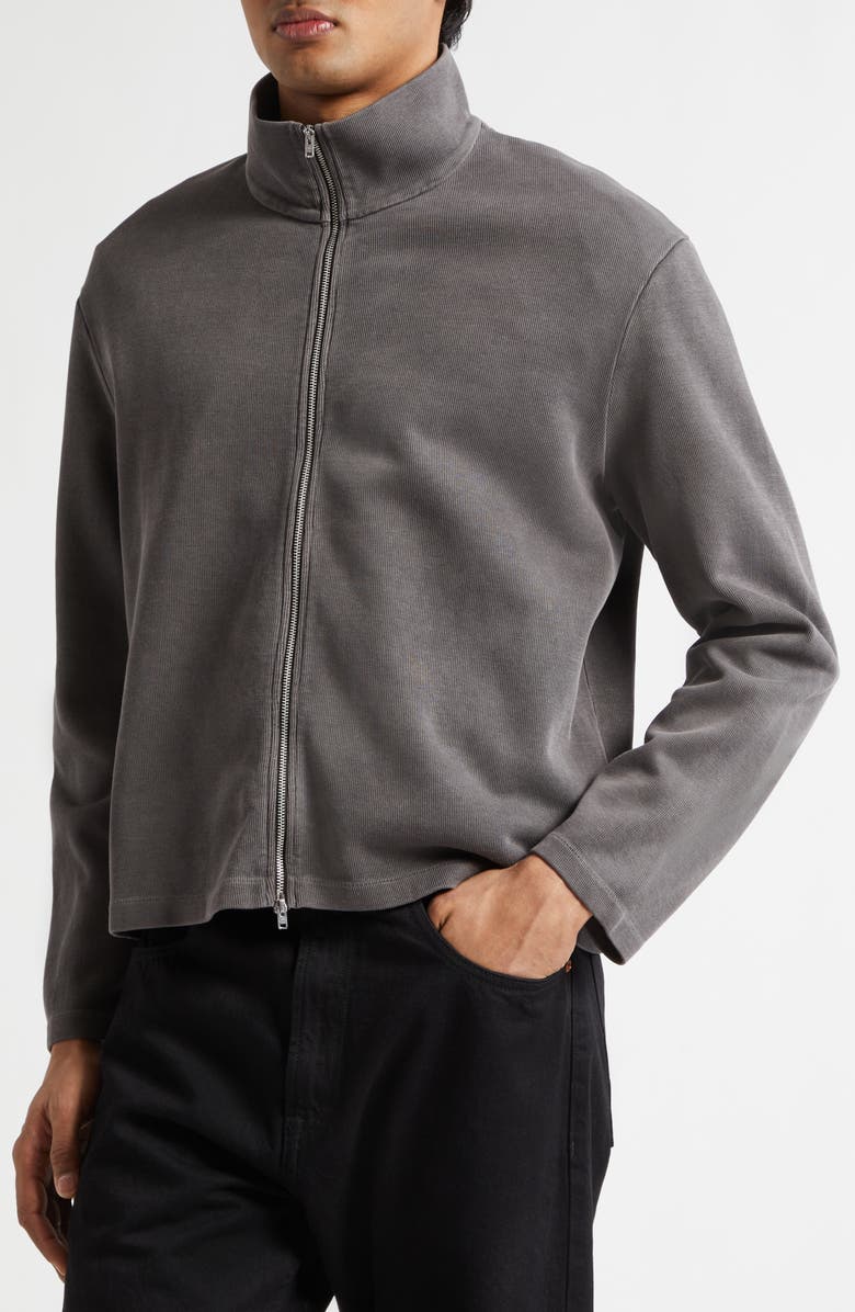 OUR LEGACY Shrunken Rib Full Zip Sweatshirt, Alternate, color, Worn Graphite Athletic Rib