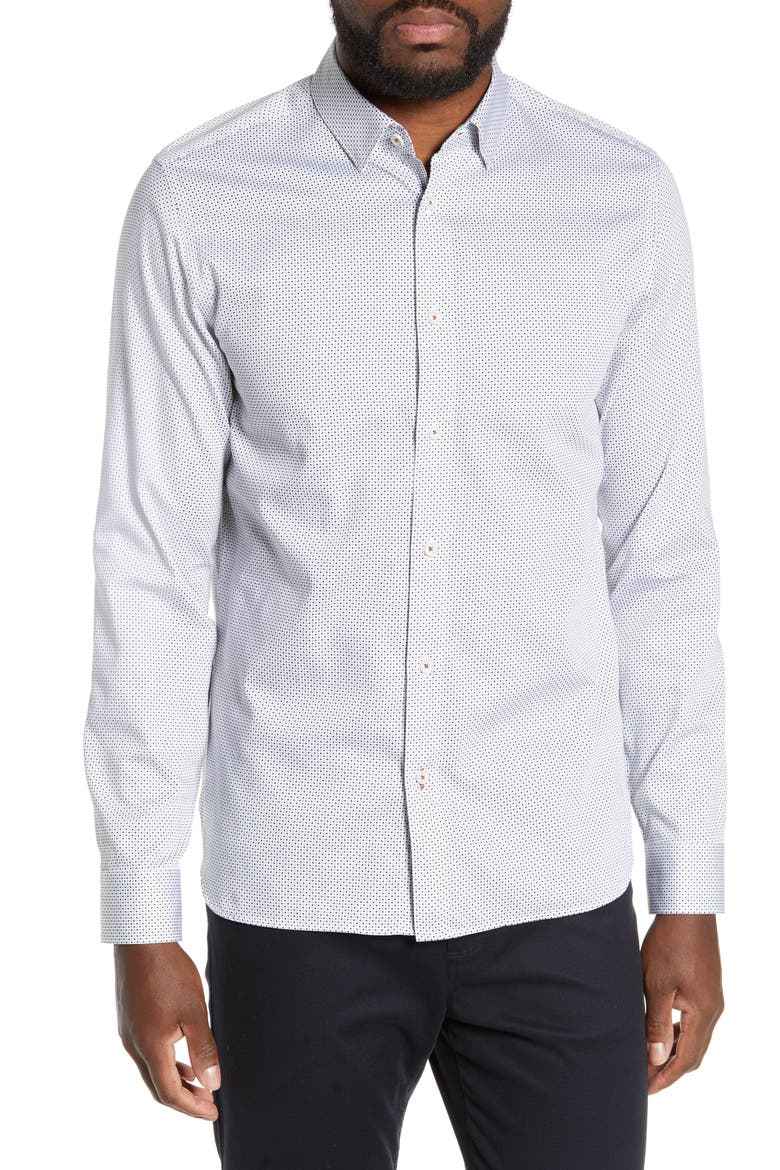 Subik Slim Fit Geo Print Sport Shirt, Main, color, WHITE