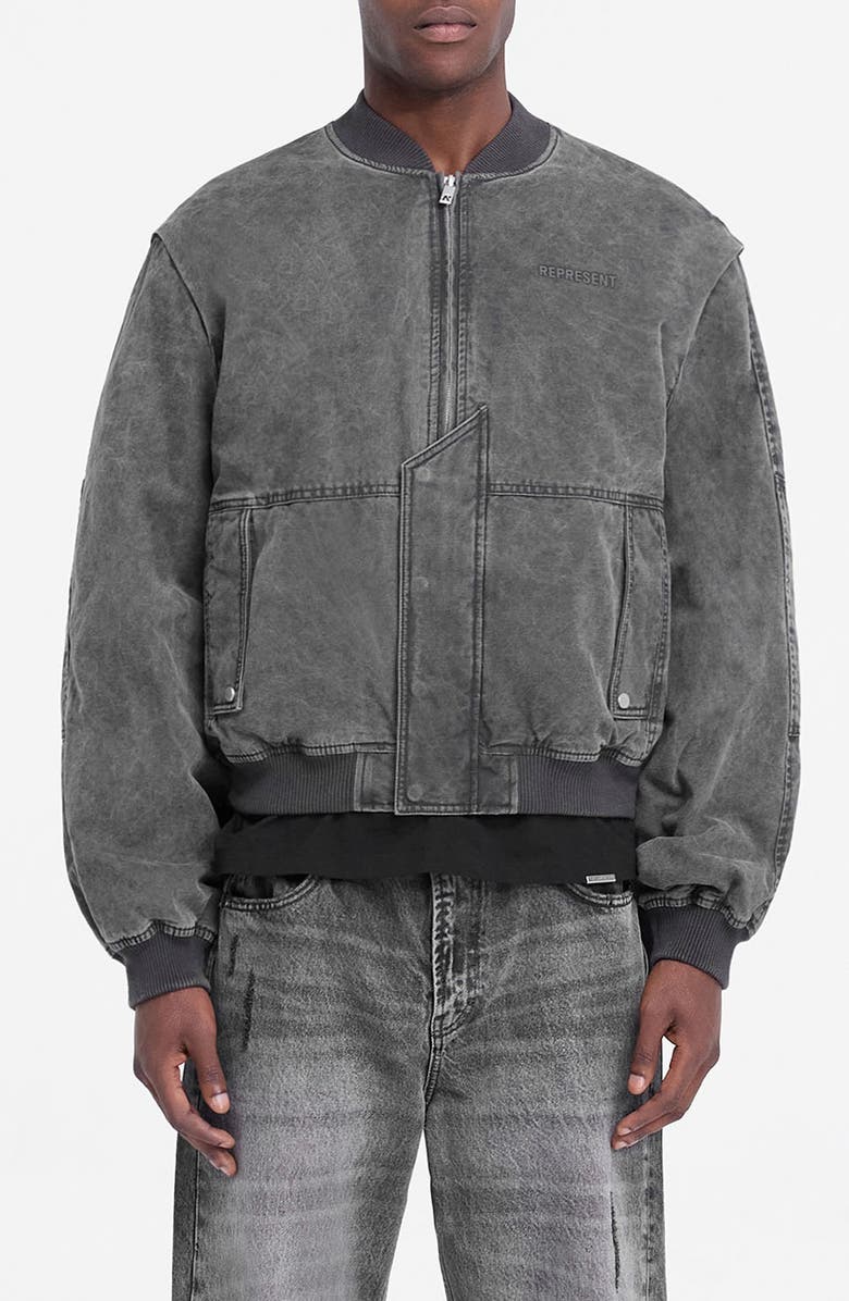 Represent Inset Sleeve Bomber, Main, color, Stained Black