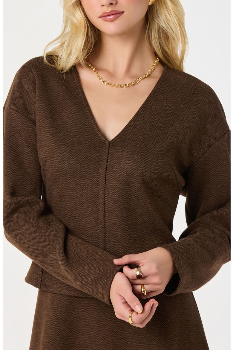 Herringbone Knit Top, Alternate, color, BROWN