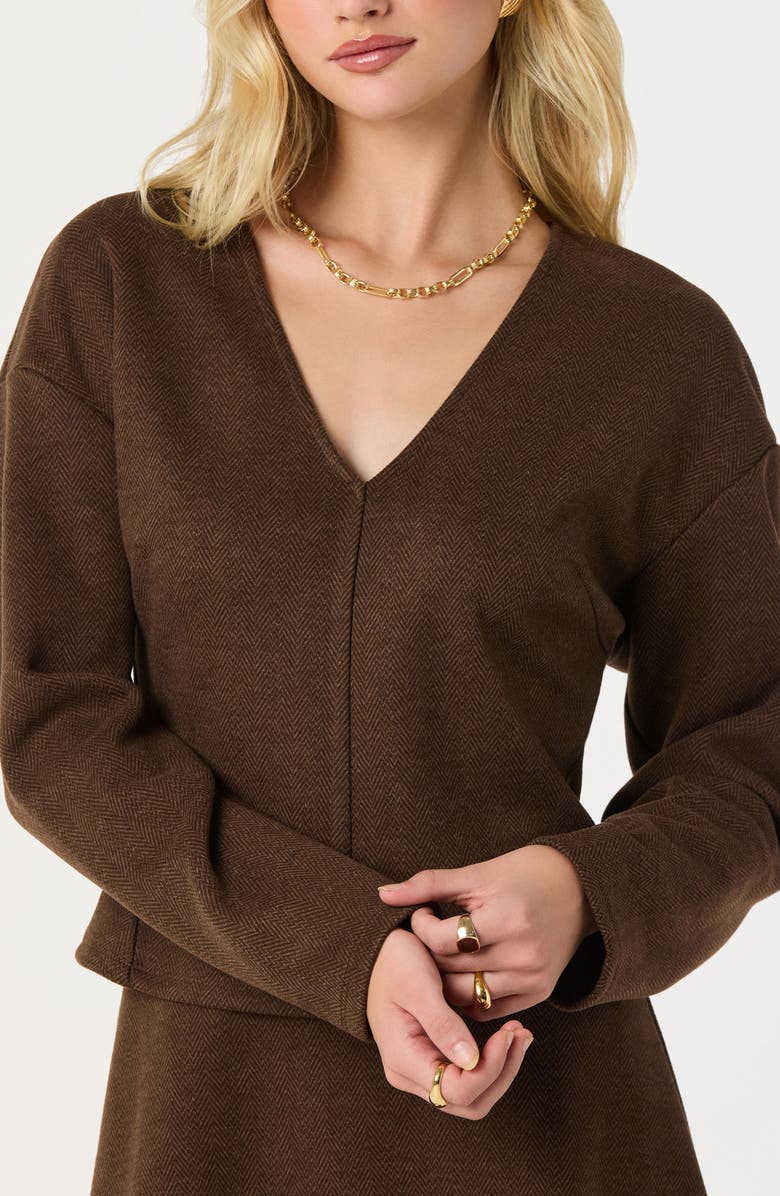 ASTR the Label Herringbone Knit Top, Alternate, color, Brown