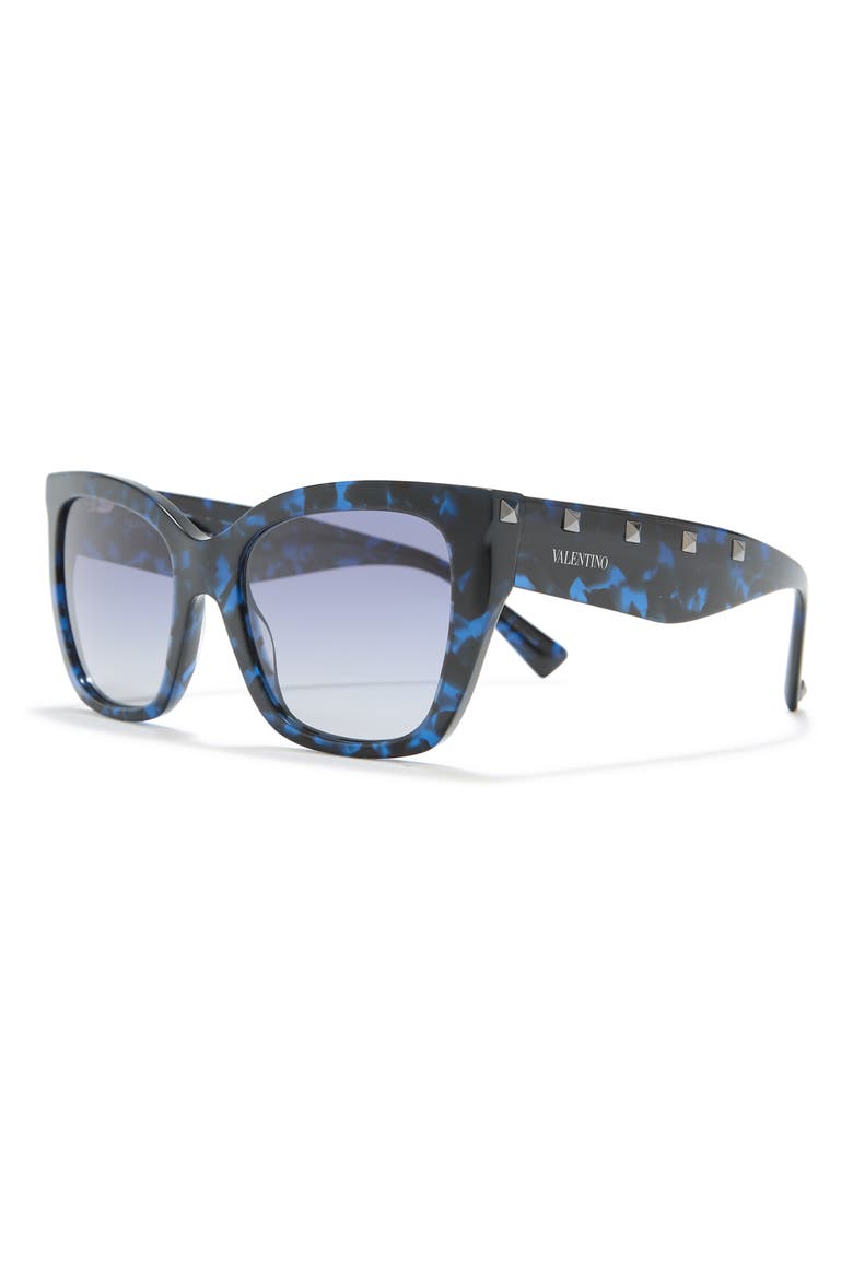 53mm Rockstud Cat Eye Sunglasses, Alternate, color, HAVANA BLUE / GRADIENT BLUE